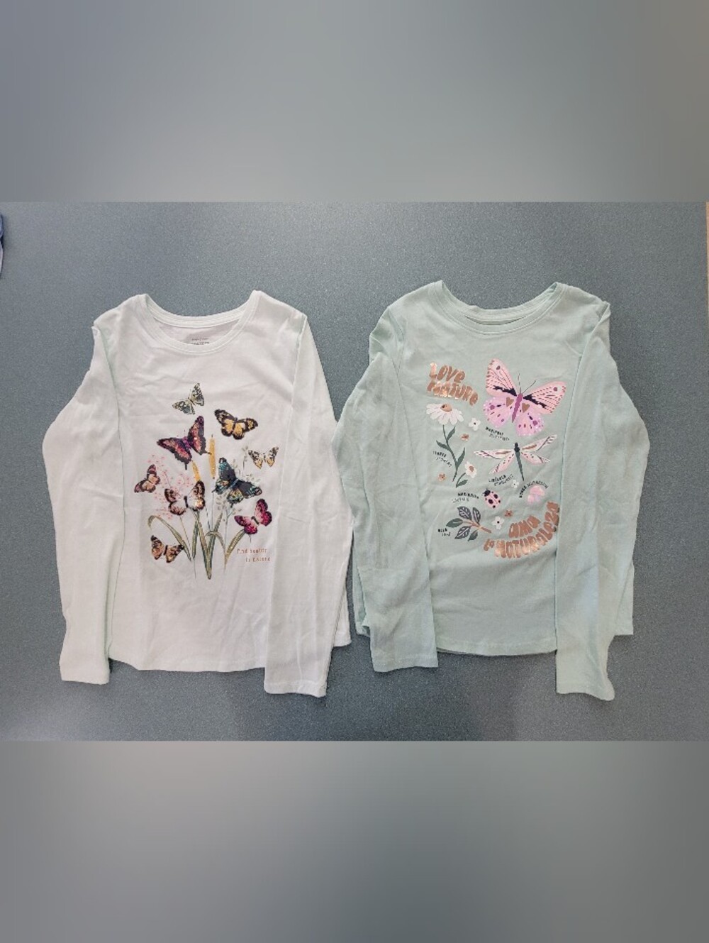 Jumping Beans Girls Size 12 Butterfly Long Sleeve Tops 2 Tops